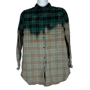 Falls Creek M Plaid Button-Up Shirt Green & Brown